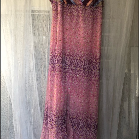 ⭐️ To the Max vintage spaghetti strap boho asymmetrical ruffle midi dress M - Picture 6 of 16